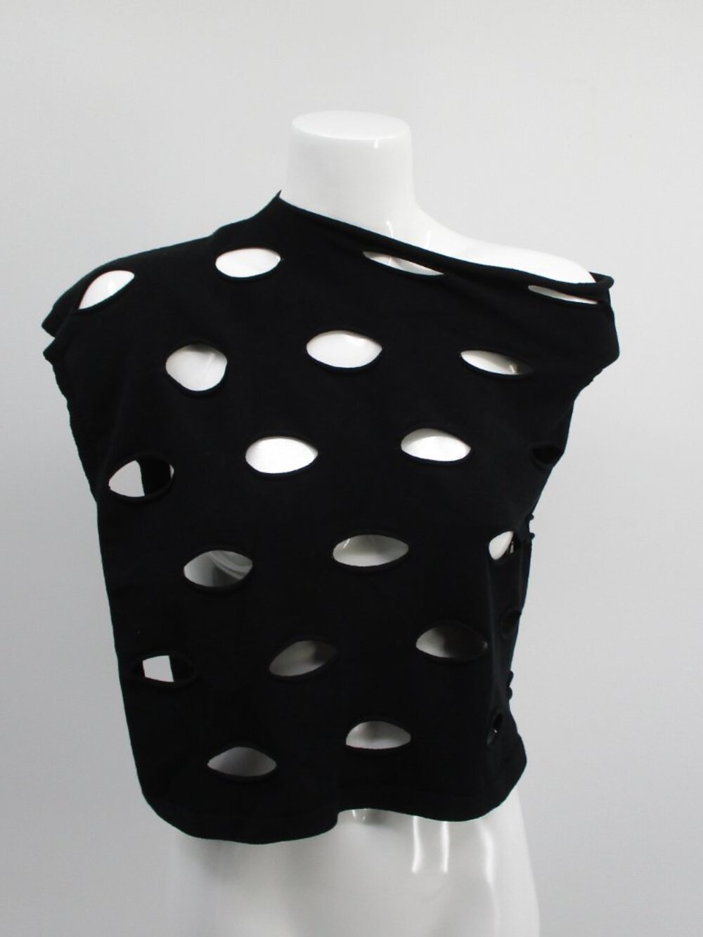 Oblique Creations Poncho Womens Extra Small Black Knitted Top Cut out Italy Made